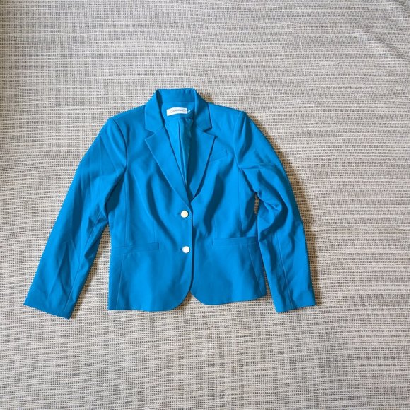 Calvin Klein Bright Aqua Blue Blazer Professional Work Wear Business Jacket 10 M - Picture 4 of 6